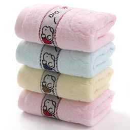 厂家直销32股素色提花卡通小狗纯棉毛巾，欢迎批发选购